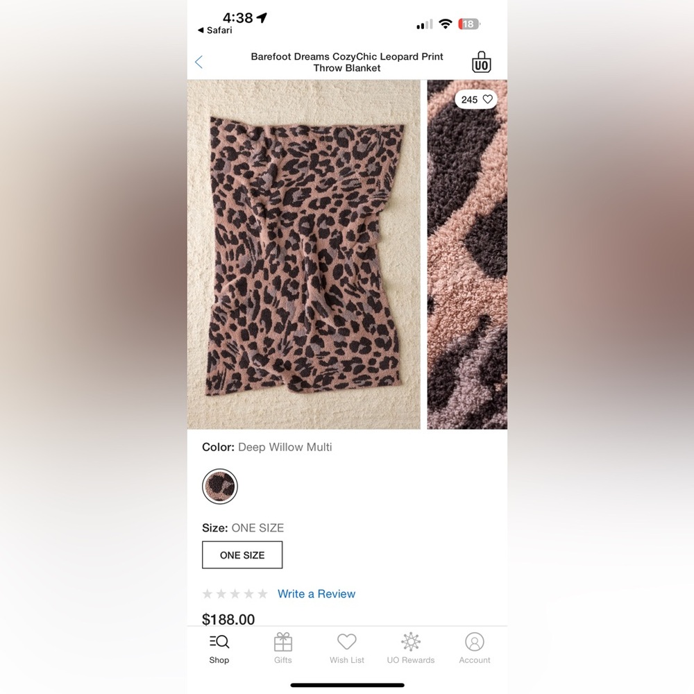 NWT: Barefoot Dreams leopard Print Blanket